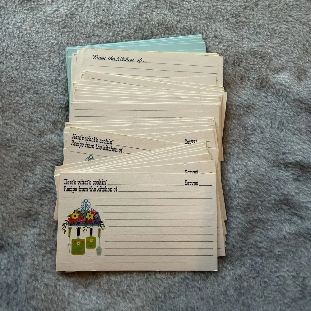 Vintage Blank Recipe Cards Lot of 63 Assorted, Current Heres Whats Cookin